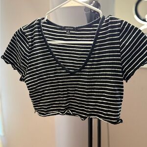 Ambiance Black and White Striped Crop Top